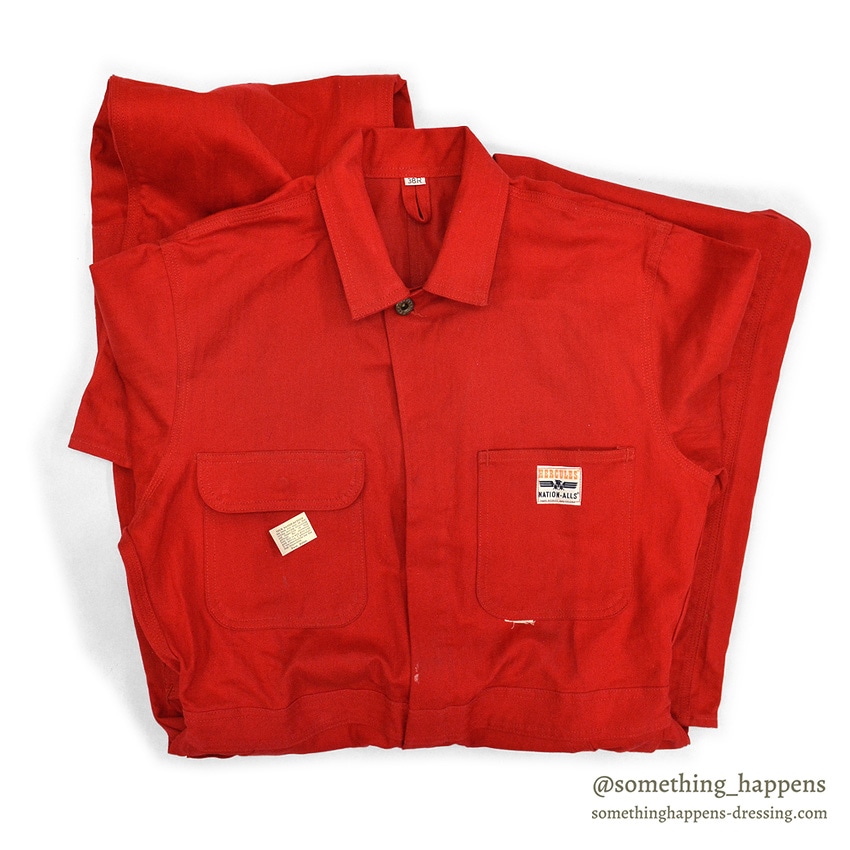 1950's HERCULES NATION-ALLS RED HBT WORK COVERALL ... 38R