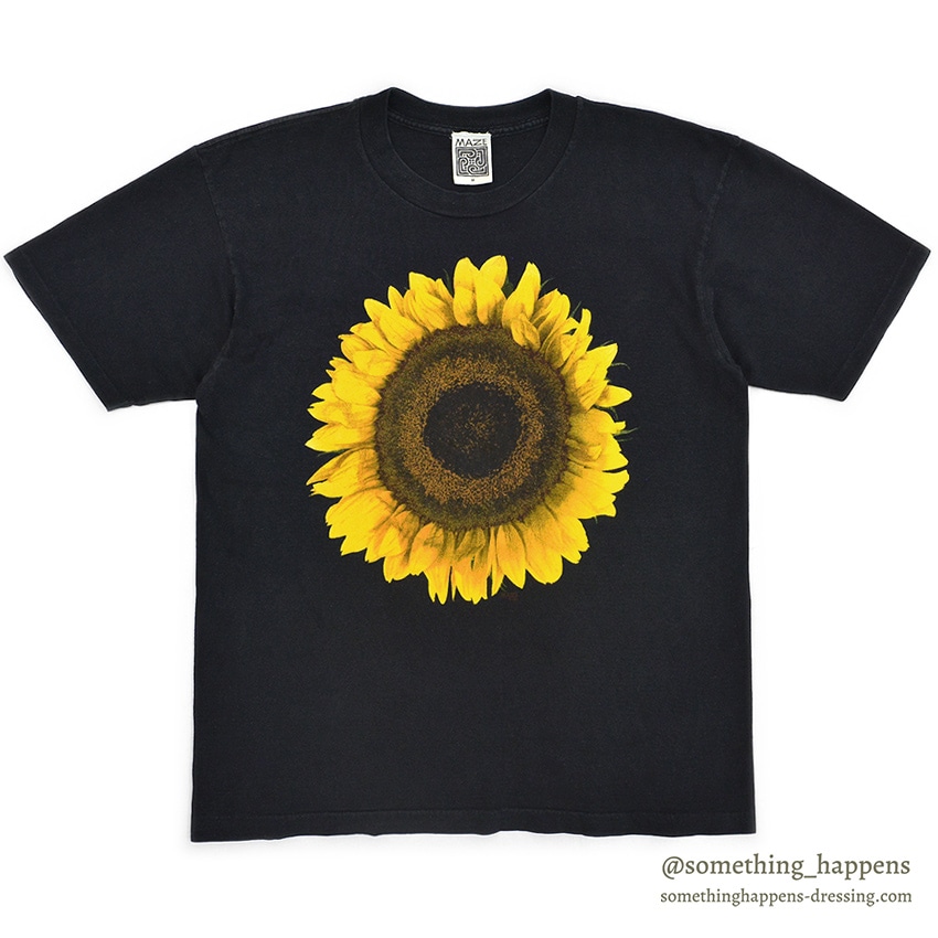 1990's MAZE SUN FLOWER T-SHIRT BALCK  ... M