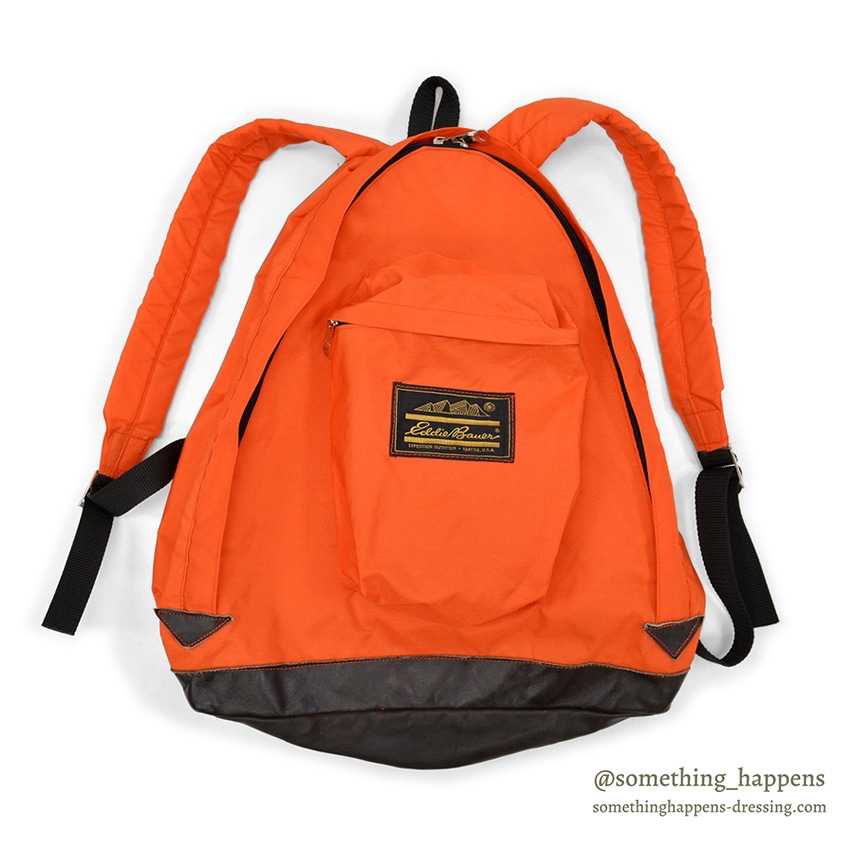 1970's EDDIE BAUER ORANGE NYLON/LEATHER RUCK SACK ...