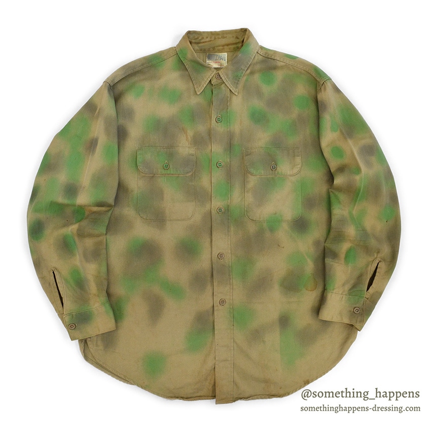 1960's DUBBLE WARE HAND PAINT CAMO SHIRT ... 16 1/2