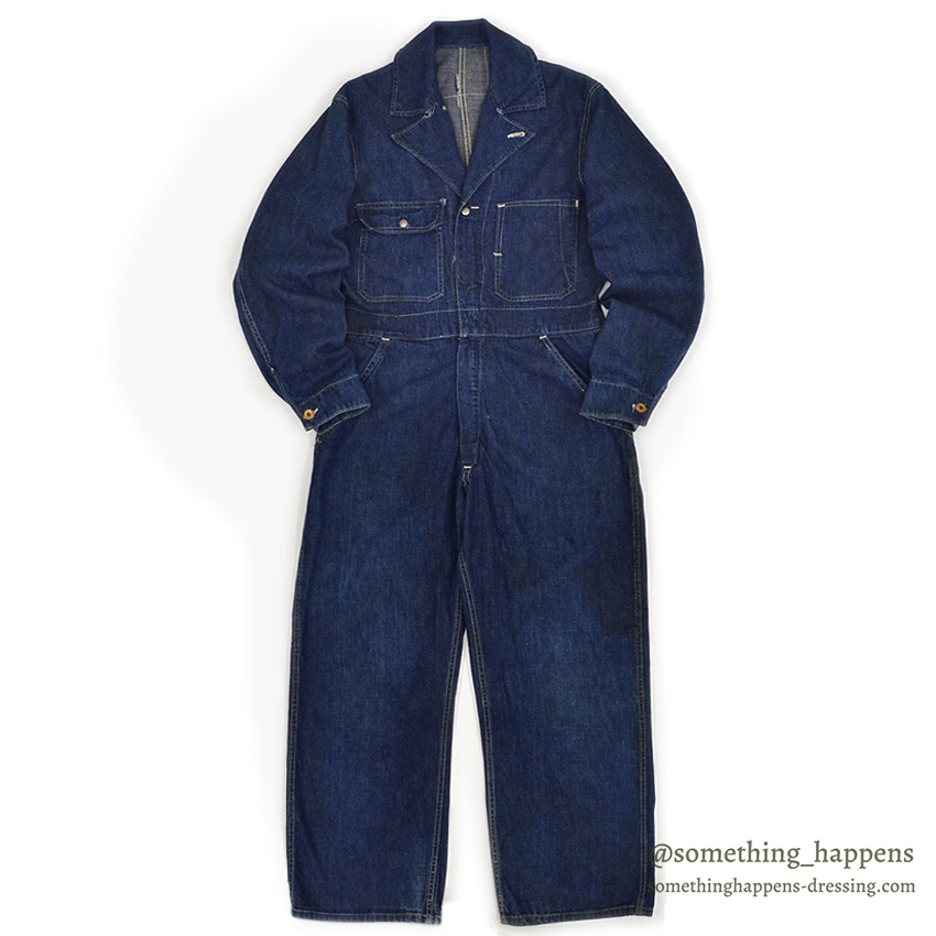 1940's UNKNOWN DENIM COVERALLS / DARK ...