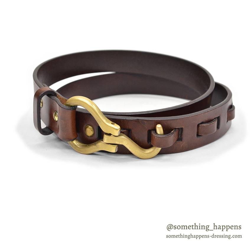 1980's~ ORVIS BRASS HOOK LEATHER BELT / BROWN ...