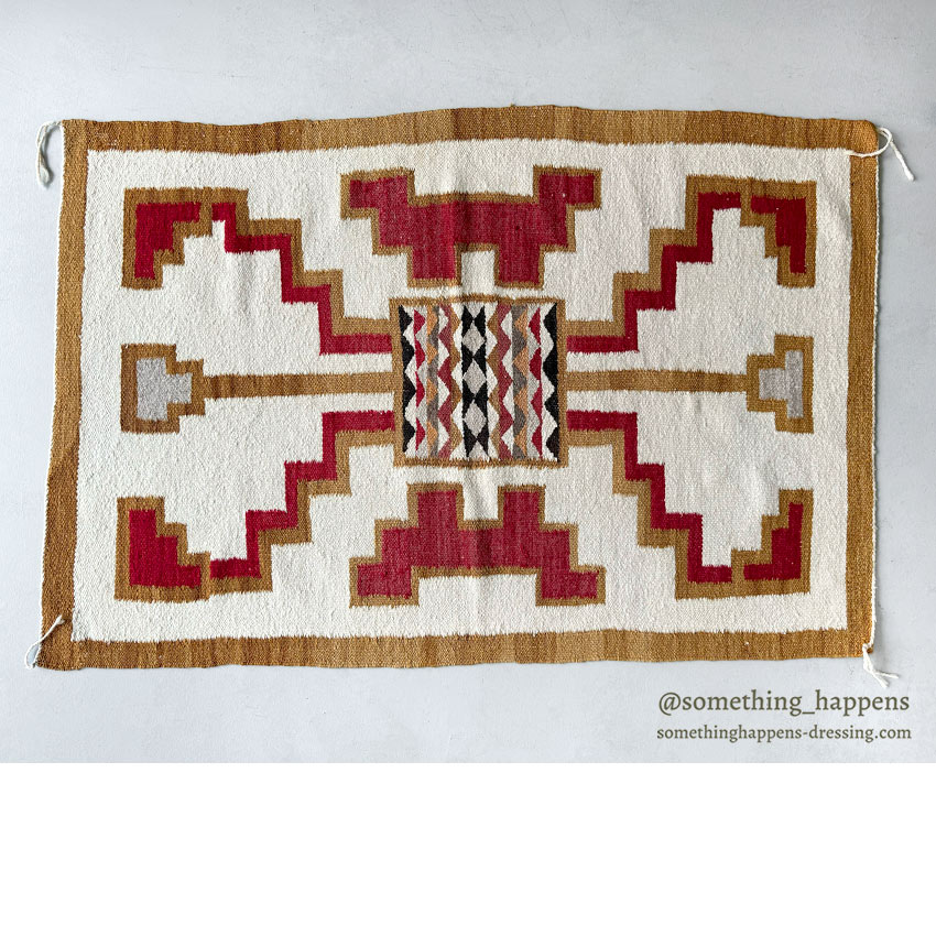 c.1940's NAVAJO RUG / RARE PATTERN / SMALL RUG IN RUG ... 128cm/74cm