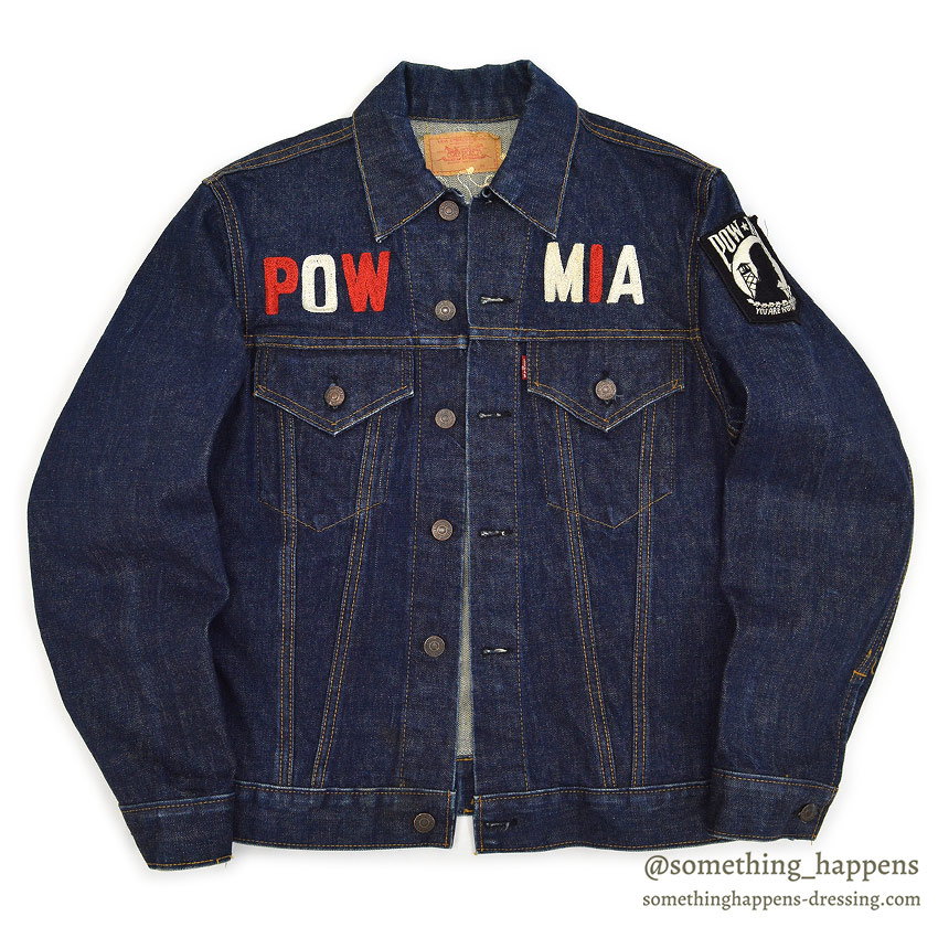 1960's~ LEVI'S 70505-0217 BIGE POW MIA EMBROIDERED DENIM JACKET / SPECIAL ...