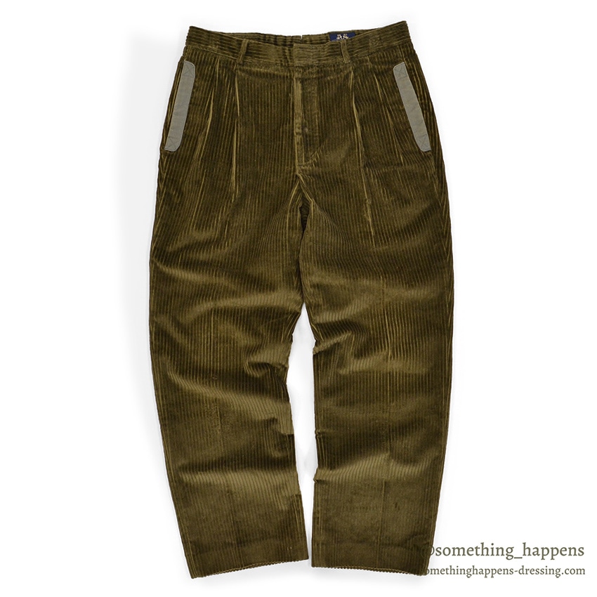 1990's WILLIS & GEIGER OLIVE GREEN CORDUROY PANTS ... W34
