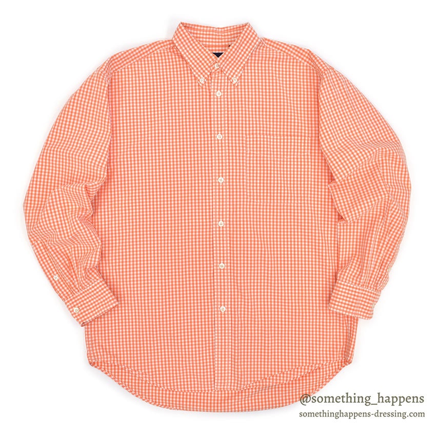 1990's~ GAP ORANGE GINGHAM CHECK B/D SHIRT ... M