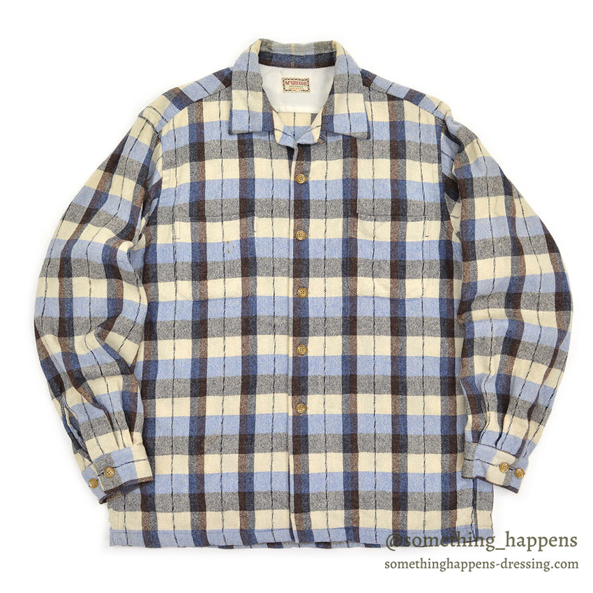 1950's McGREGOR PLAID WOOL SHIRT ... ML
