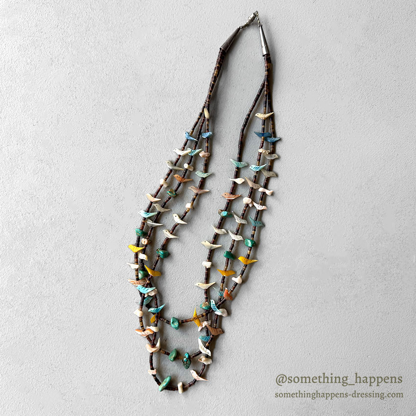 OLD ZUNI FETISH NECKLACE / 3 STRAND ...