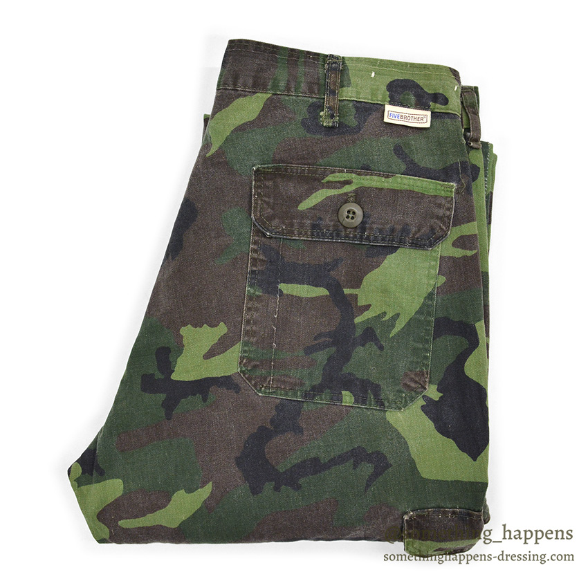 1980's FIVE BROTHER CAMO MULTI POCKETS PANTS ... W32/L29