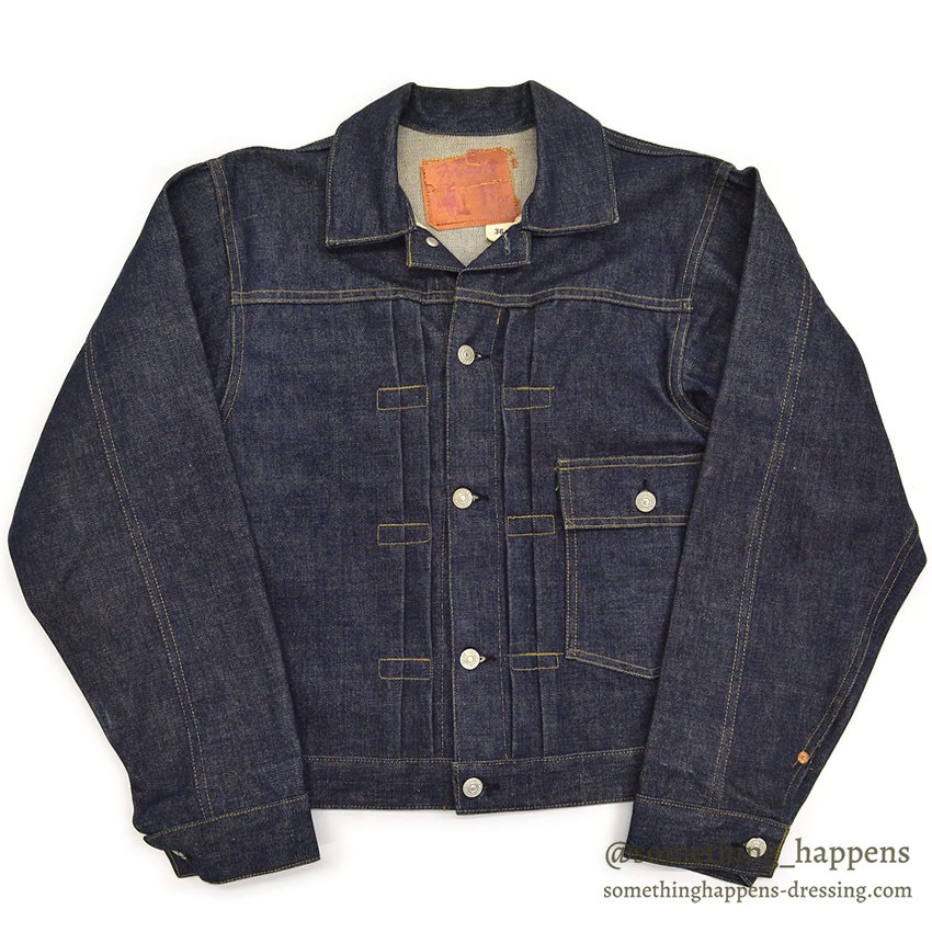 1940's DEADSTOCK FOREMOST BUCKLE BACK DENIM JACKET / LEATHER PATCH ... 36