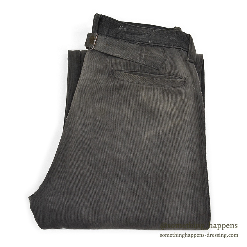 1930's BLACK FRISCO PANTS BACKLE BACK / HEAVY COTTON ... W31/L29
