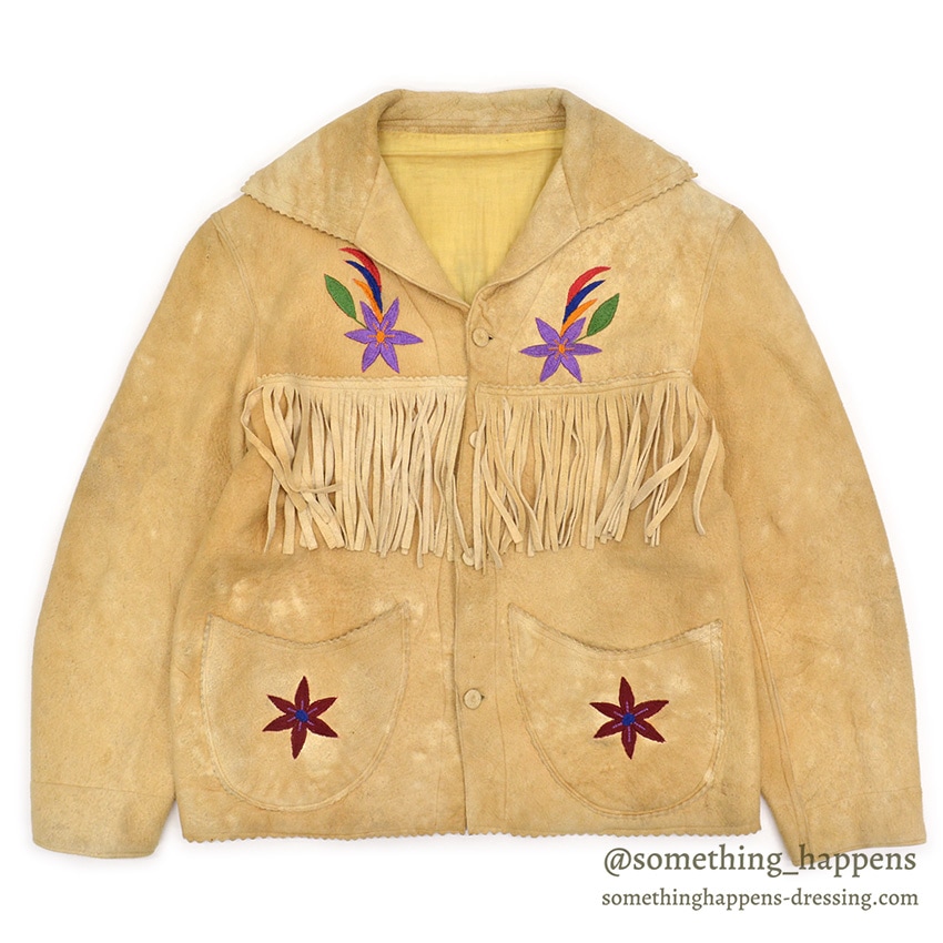 1920's~ NATIVE AMERICAN EMBROIDERY FRINGE ELK LEATHER JACKET / Extremely Rare ...