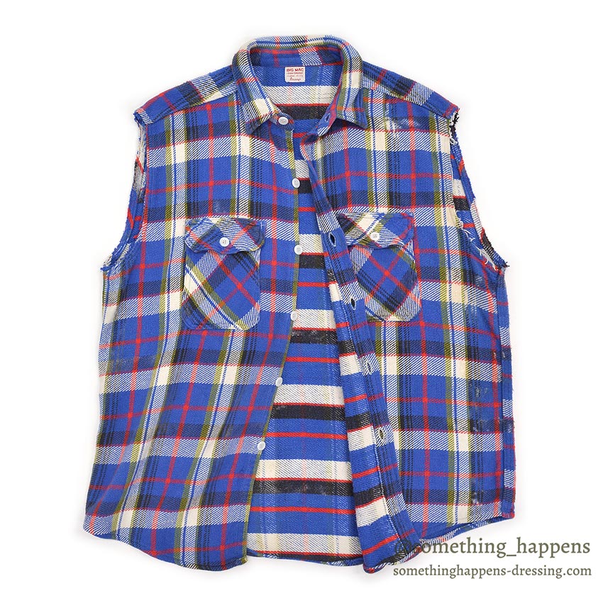 1960's BIG MAC HEAVY FLANNEL VEST / CUT OFF ... XL