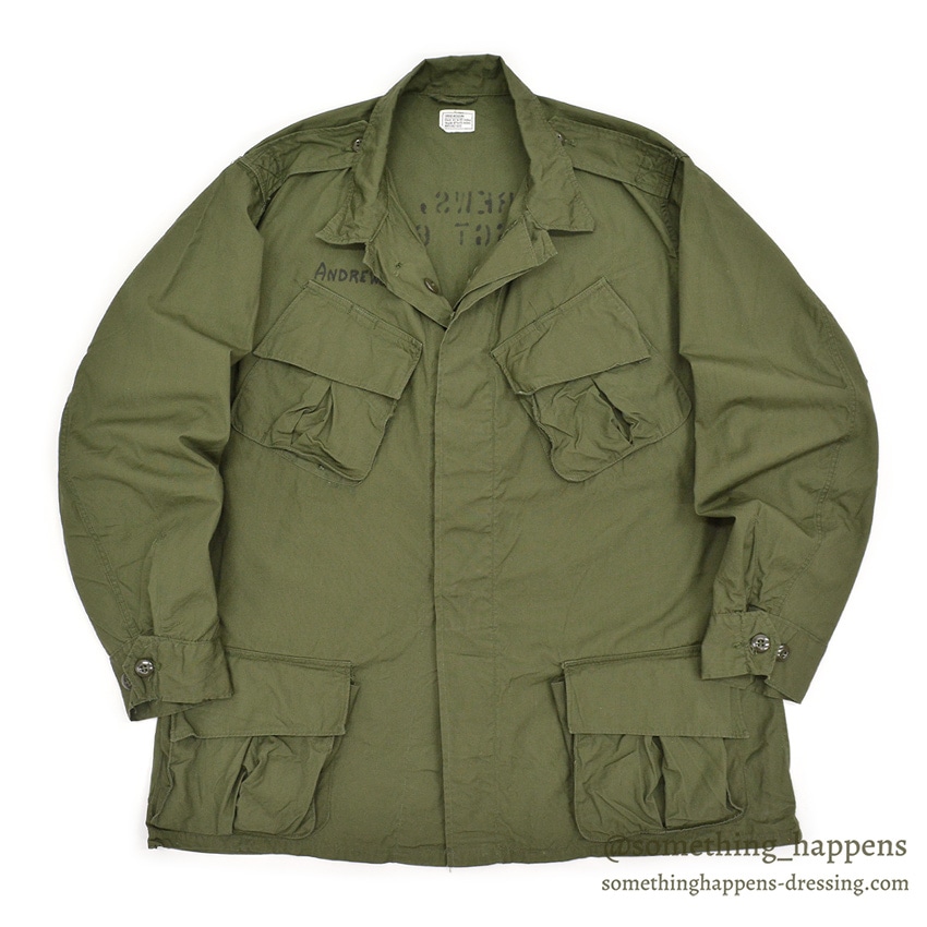1960's U.S.ARMY JUNGLE FATIGUE JACKET 2nd / STENCILED BACK ... L-R