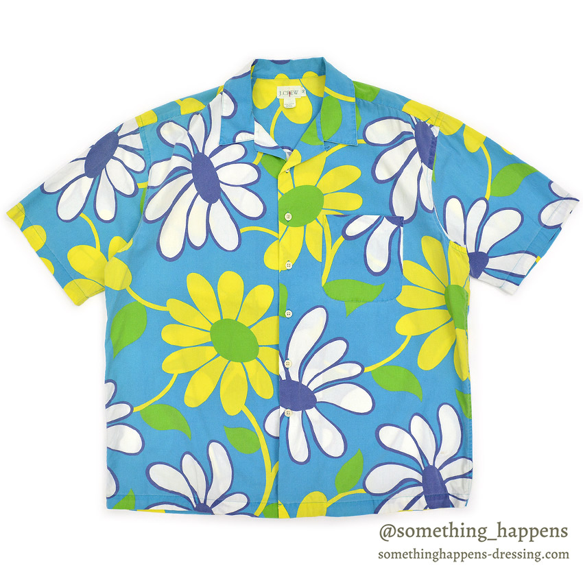 1990's J.CREW FLOWER PRINT S/S SHIRT / RARE PATTERN ... M