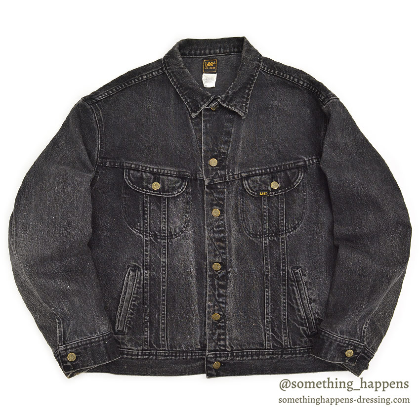 1980's~ Lee 220-5019 BLACK DENIM JACKET ... XL