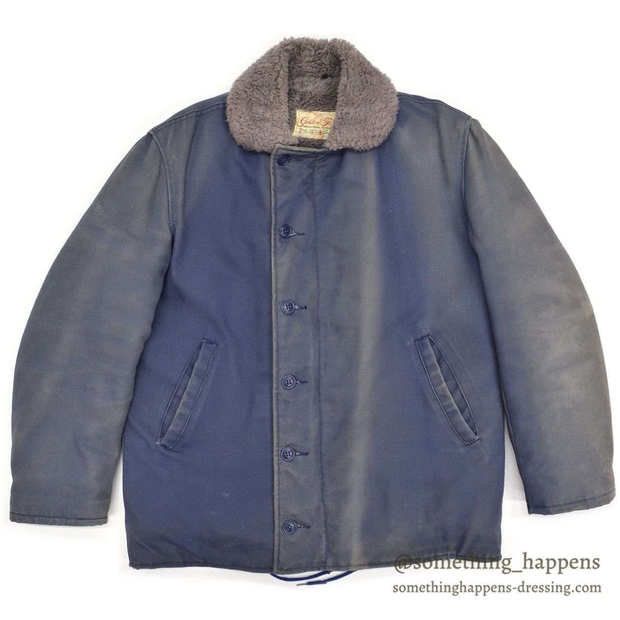 1960's~ GOLDEN FLEECE TYPE N-1 BLUE DECK JACKET / INSANE FADED ... 40