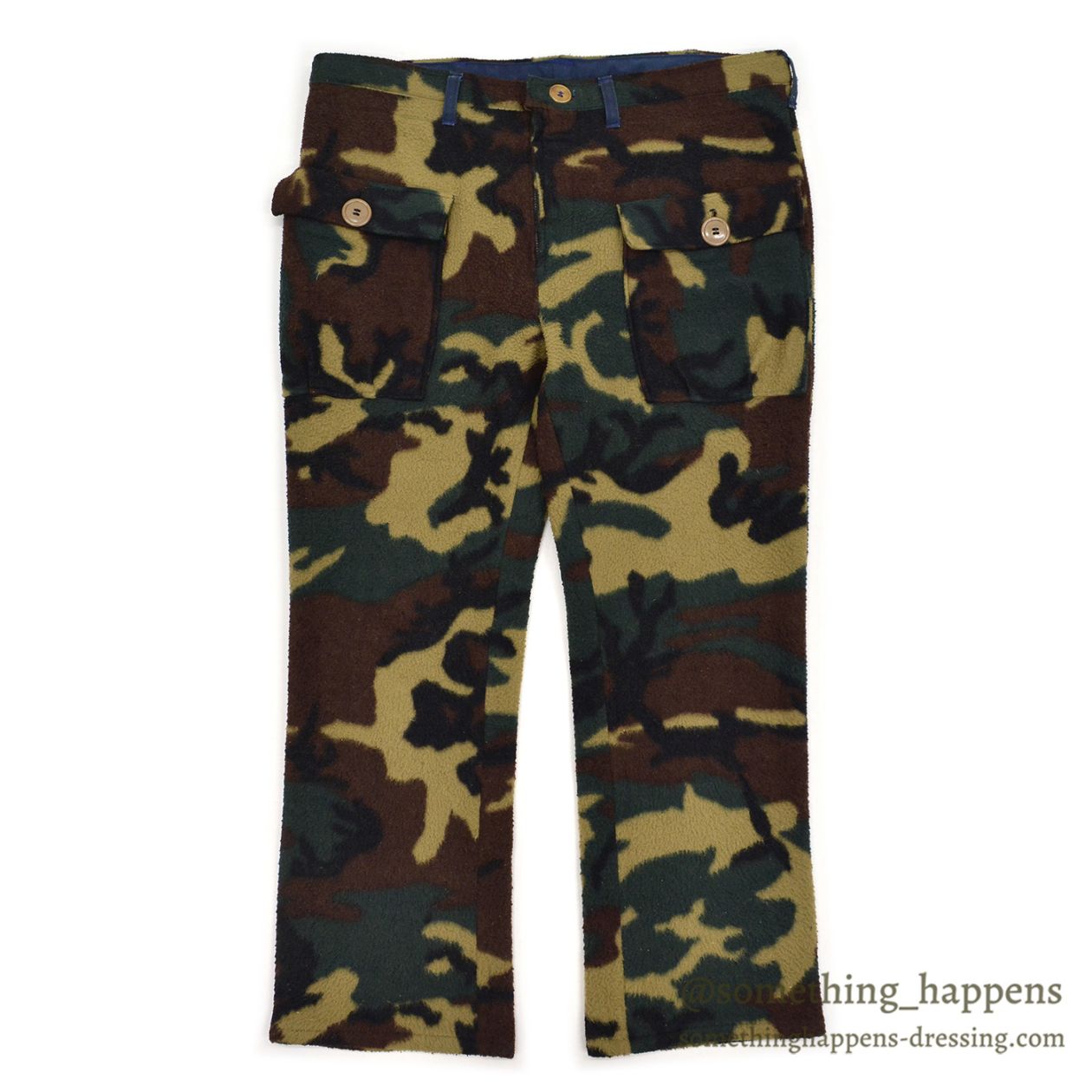 1980's HAND MADE WOODLAND CAMO FLEECE PANTS ... W37/L27