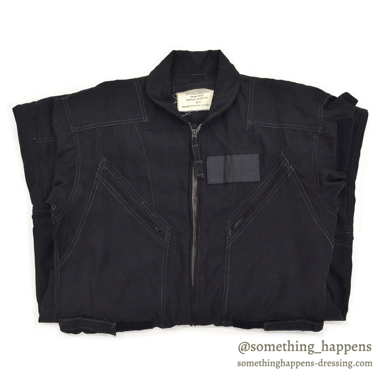 1980's U.S.MILITARY EXPERMIENTAL ARAMID BLACK COVERALLS / EXTREMELY RARE ... 42R