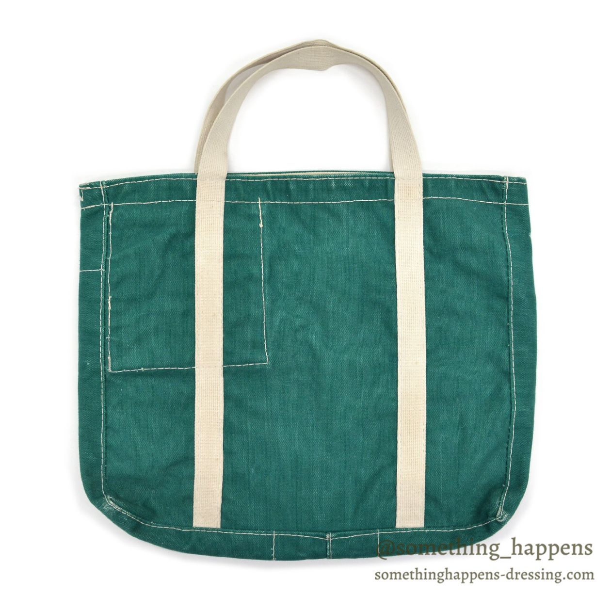 1980's UNKNOWN GREEN CANVAS TOTE BAG / UNUSUAL POCKET ...