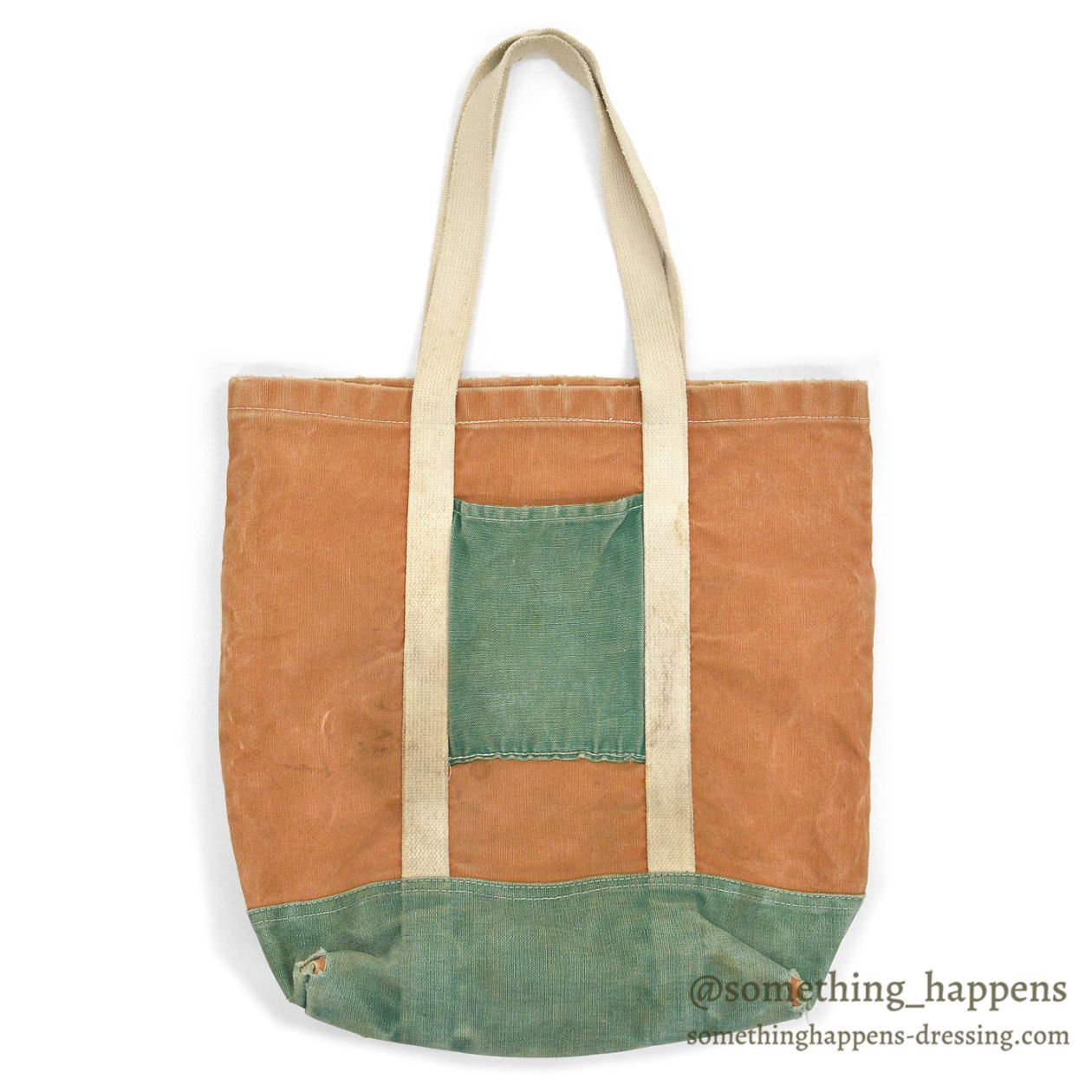 1980's UNKNOWN TWO-TONE CANVAS TOTE BAG / UNUSUAL ...