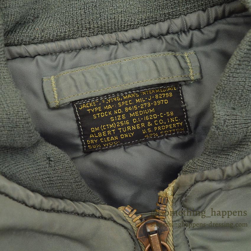 1950's U.S.A.F. MA-1 FLIGHT JACKET ALBERT TURNER & CO., INC