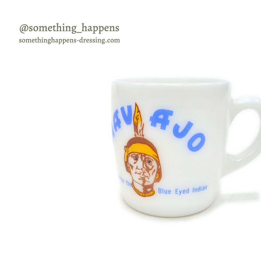 OLD NAVAJO FACE ADVERTISING MILK GLASS MUG ... MINT