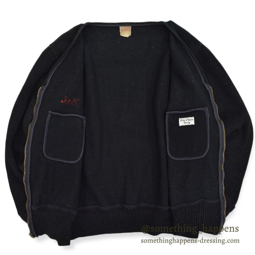 60's UNITOG BLACK ZIP UP WOOL JACKET  X-LARGE LONG | 確認用
