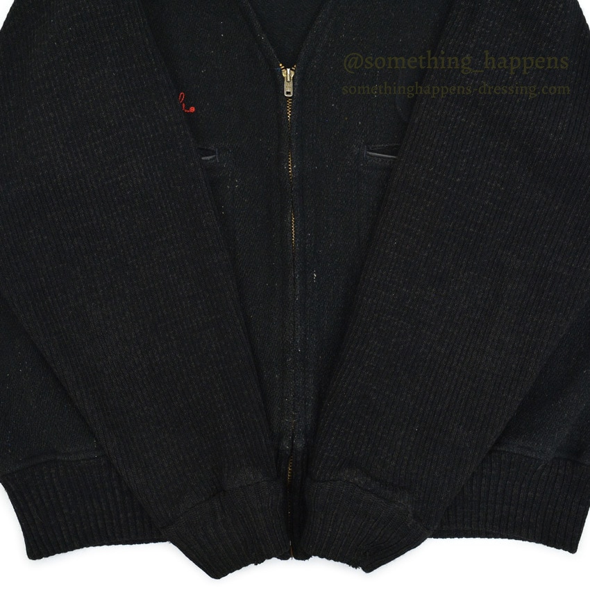 60's UNITOG BLACK ZIP UP WOOL JACKET  X-LARGE LONG | 確認
