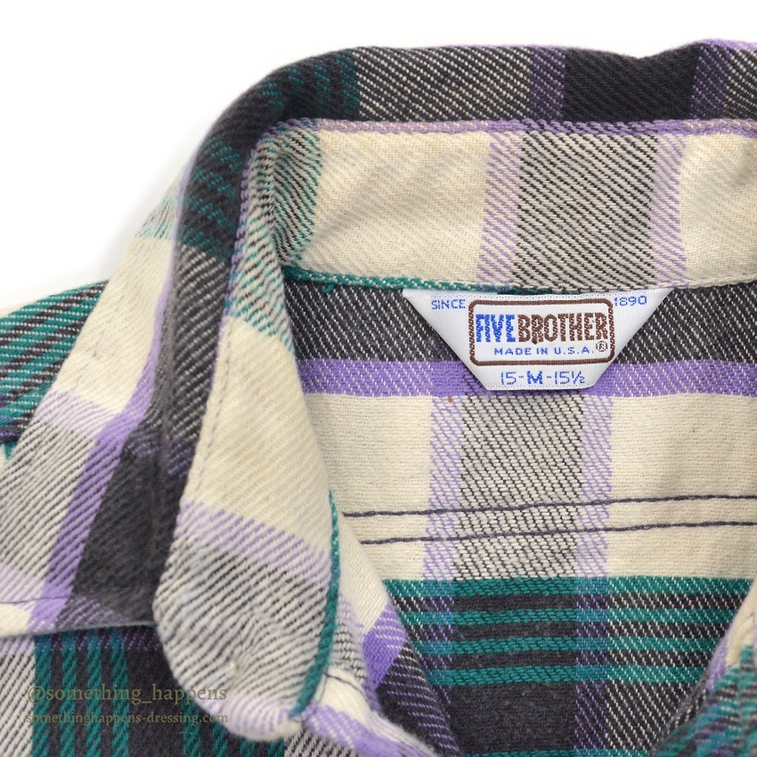 1980's FIVE BROTHER PLAID FLANNEL SHIRT / CUT OFF SLEEVES L 確認用