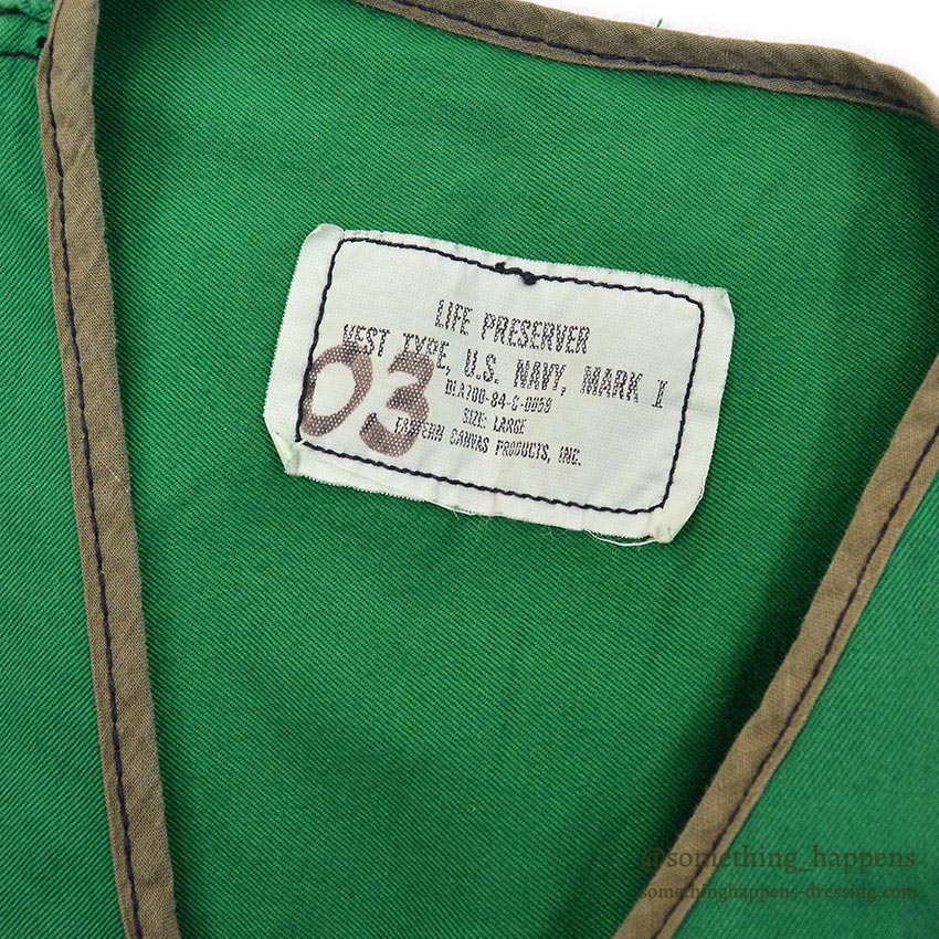 1980's U.S.NAVY LIFE PRESERVER VEST MARKⅠ GREEN / STENCIL ... L