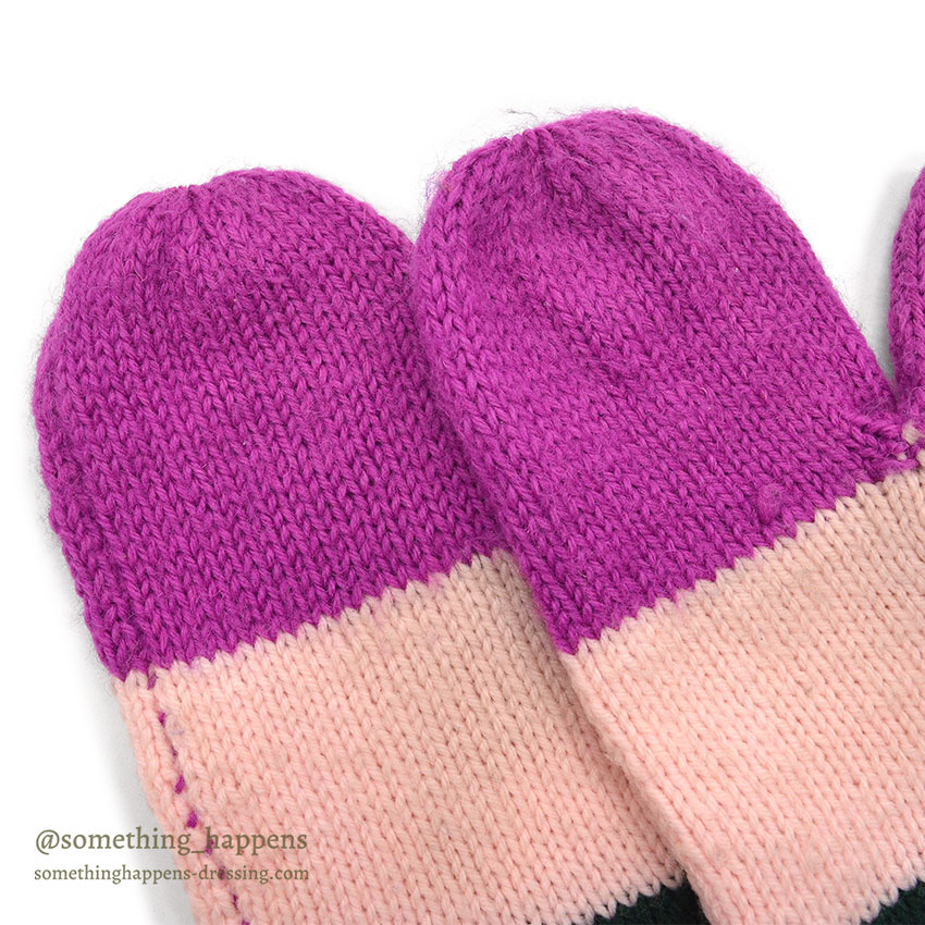 1960's HOME MADE HAND KNIT MITTENS 1 ...