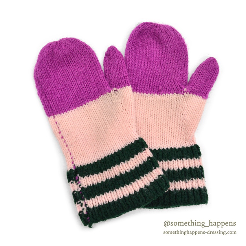 1960's HOME MADE HAND KNIT MITTENS 1 ...