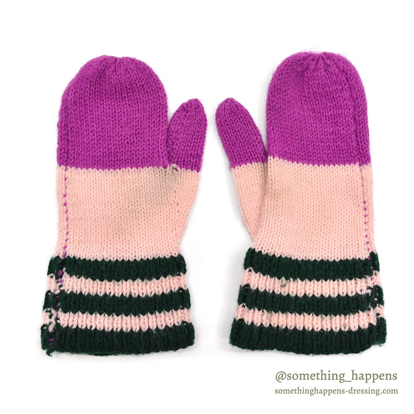 1960's HOME MADE HAND KNIT MITTENS 1 ...