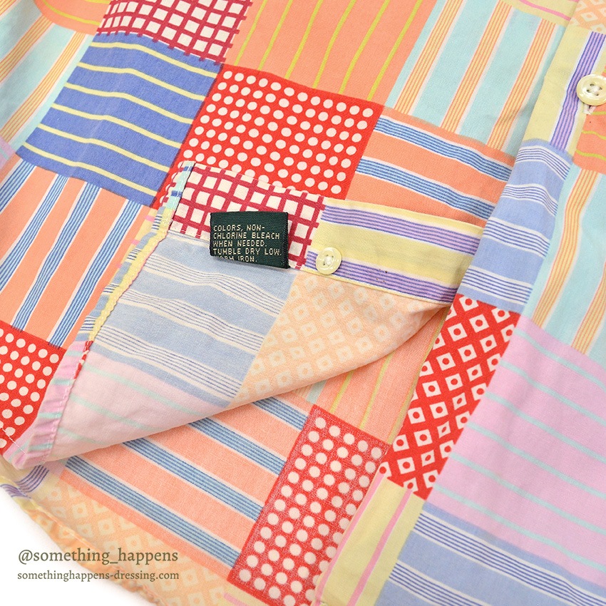 1990's J.CREW PRINT PATCHWORK SHIRT / NICE COLOR ... M