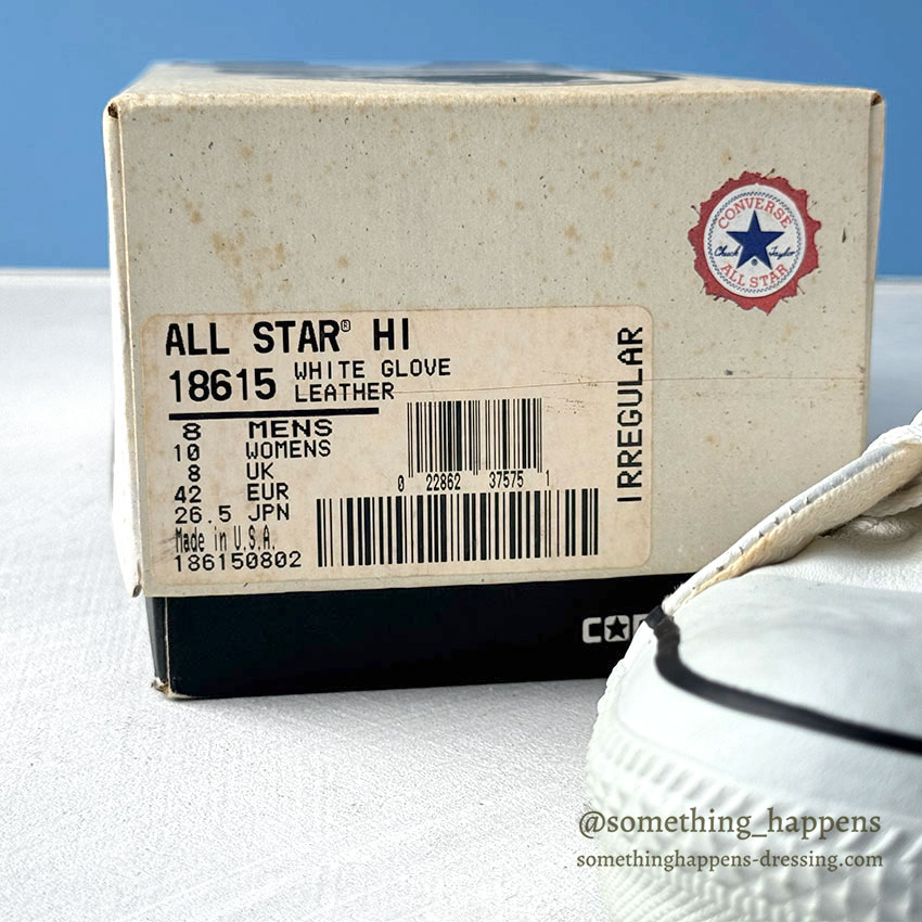 1990's DEADSTOCK CONVERSE ALL STAR HI / WHITE GLOVE LEATHER ... US8