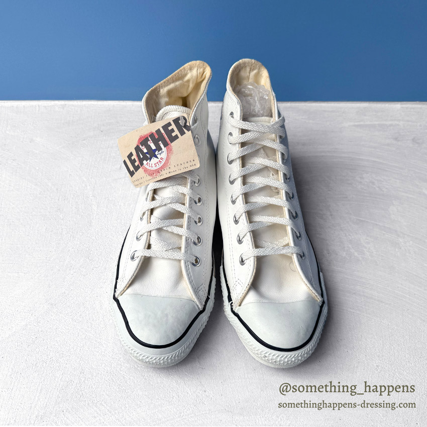 1990's DEADSTOCK CONVERSE ALL STAR HI / WHITE GLOVE LEATHER ... US8