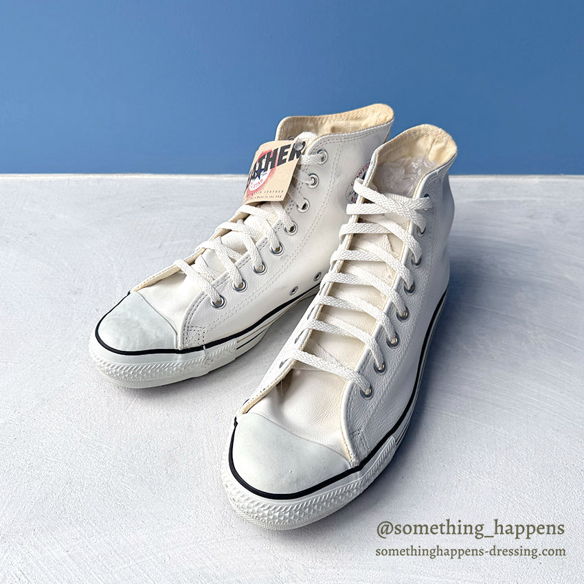 1990's DEADSTOCK CONVERSE ALL STAR HI / WHITE GLOVE LEATHER ... US8