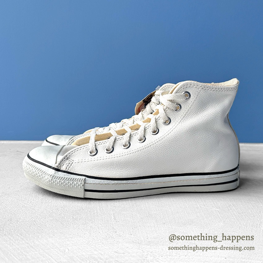 1990's DEADSTOCK CONVERSE ALL STAR HI / WHITE GLOVE LEATHER ... US8