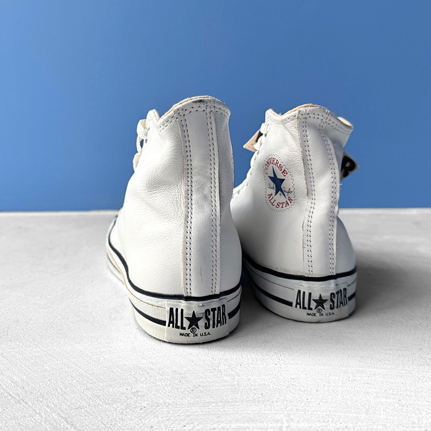 1990's DEADSTOCK CONVERSE ALL STAR HI / WHITE GLOVE LEATHER ... US8