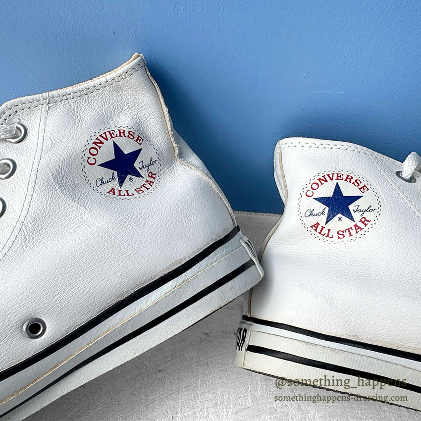 1990's DEADSTOCK CONVERSE ALL STAR HI / WHITE GLOVE LEATHER ... US8