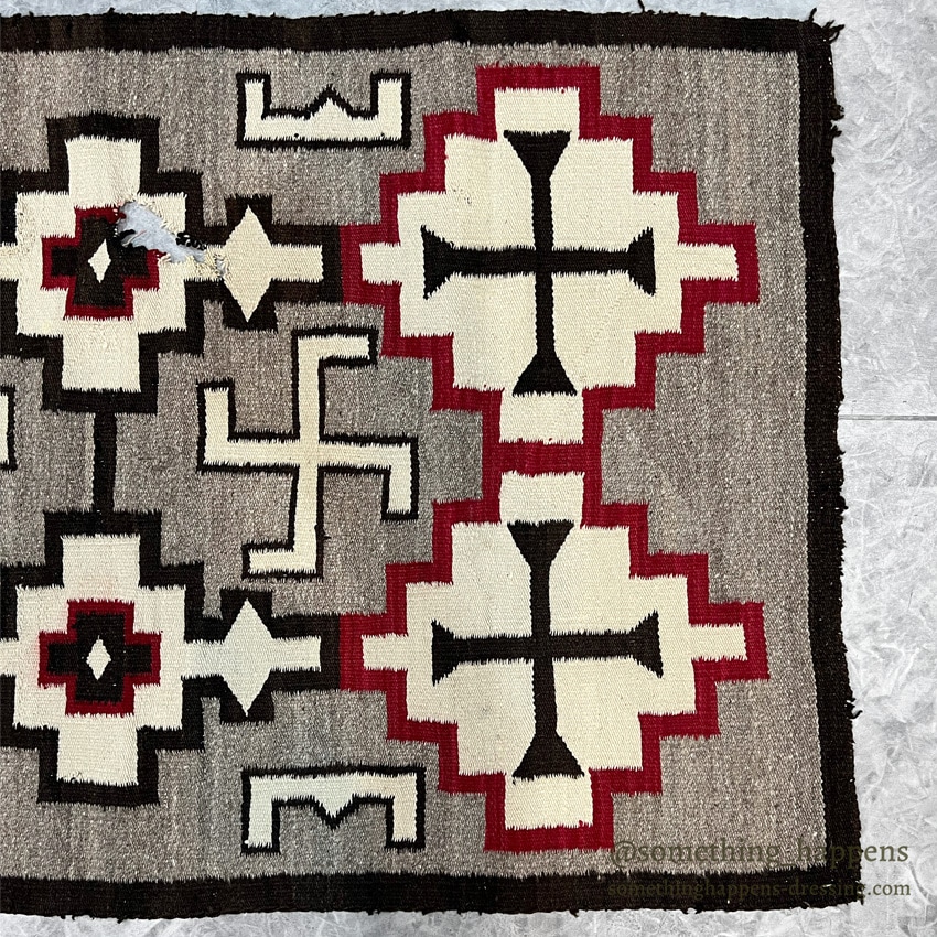c.1920's NAVAJO RUG WHIRLING LOGS SWASTIKA ... 156cm/95cm
