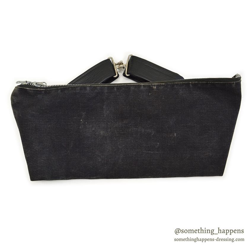 ~1970's OLD BLACK COTTON / LEATHER HUNTING BAG ...