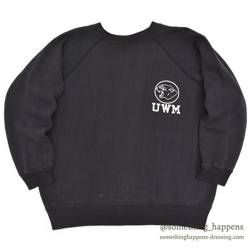 1960's CHAMPION UWM FLOCK PRINT SWEAT SHIRT / BLACK ... XL