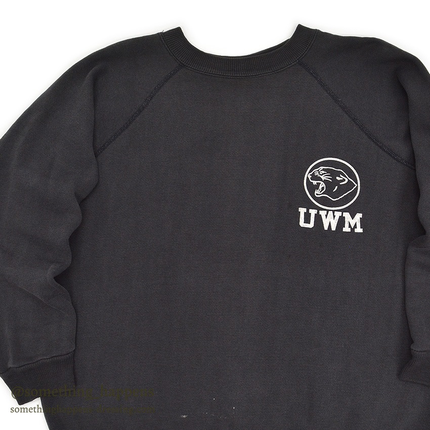 1960's CHAMPION UWM FLOCK PRINT SWEAT SHIRT / BLACK ... XL