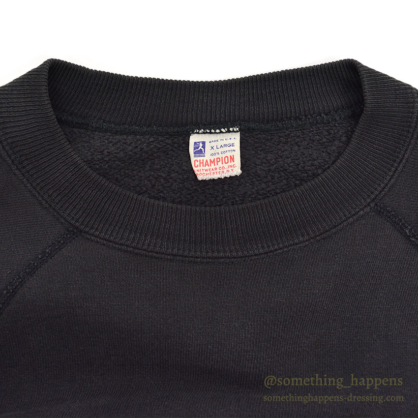 1960's CHAMPION UWM FLOCK PRINT SWEAT SHIRT / BLACK ... XL