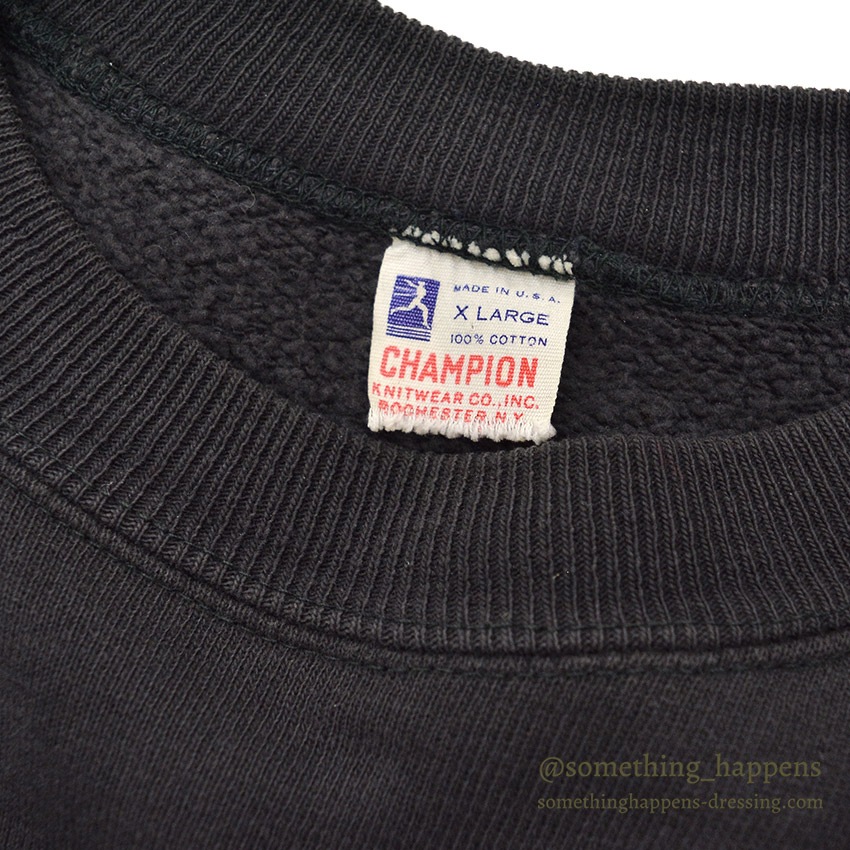 1960's CHAMPION UWM FLOCK PRINT SWEAT SHIRT / BLACK ... XL