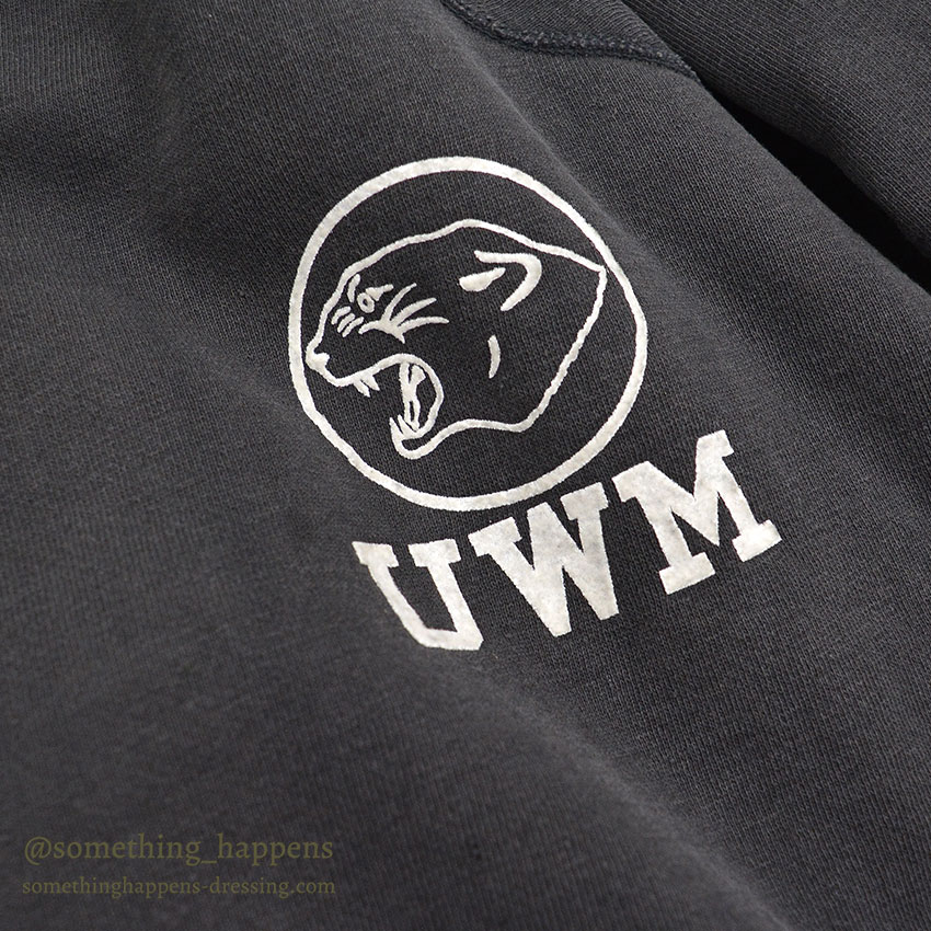 1960's CHAMPION UWM FLOCK PRINT SWEAT SHIRT / BLACK ... XL
