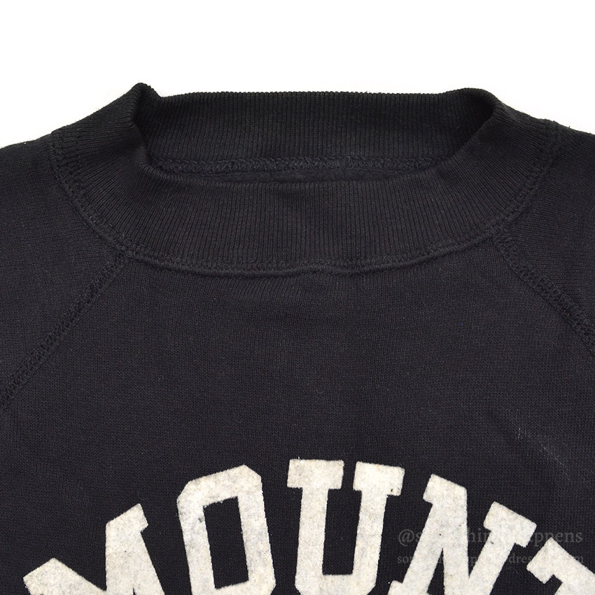 1960's DEADSTOCK PACIFIC ATHLETIC CO FLOCK PRINT SWEAT SHIRT / BLACK ... L