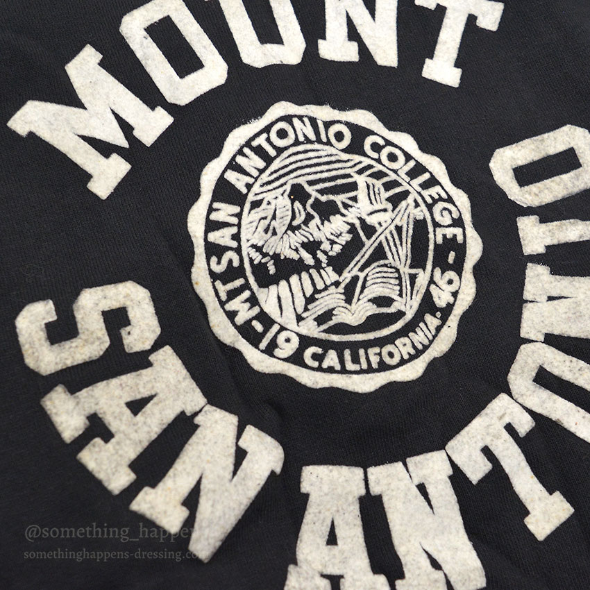 1960's DEADSTOCK PACIFIC ATHLETIC CO FLOCK PRINT SWEAT SHIRT / BLACK ... L